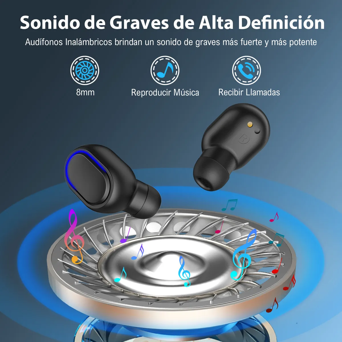 AUDIFONOS BLUETOOTH CON ESTUCHE CARGADOR