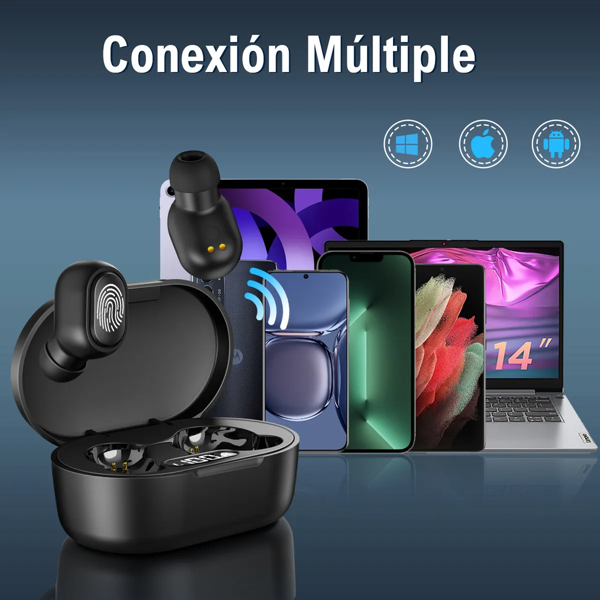 AUDIFONOS BLUETOOTH CON ESTUCHE CARGADOR