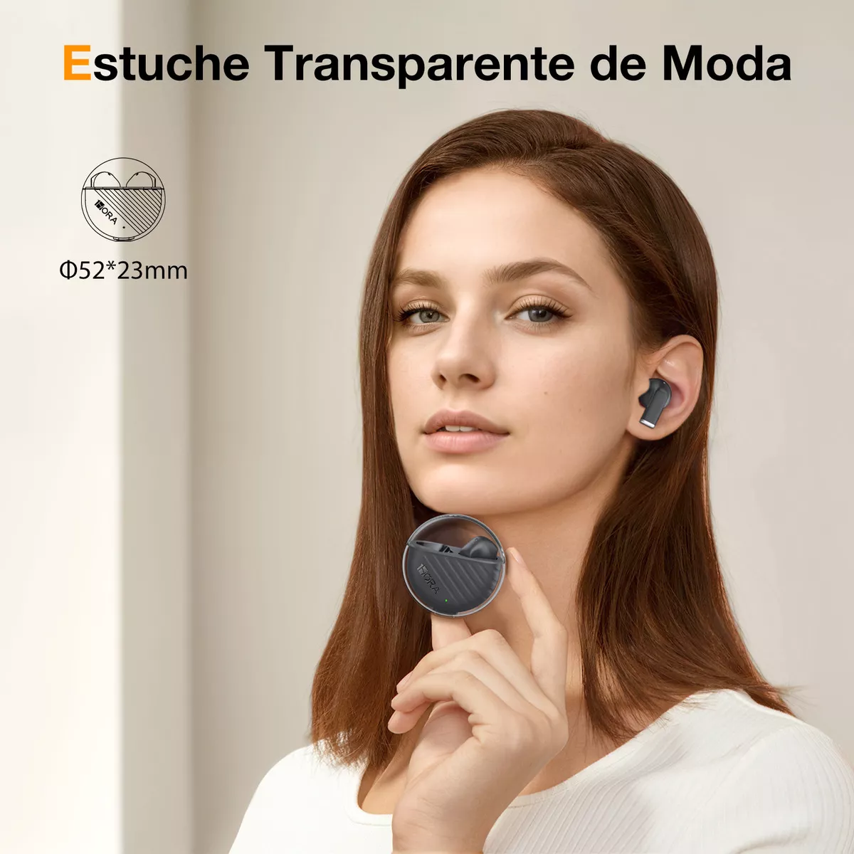 AUDIFONOS BLUETOOTH ESTUCHE TRANSPARENTE