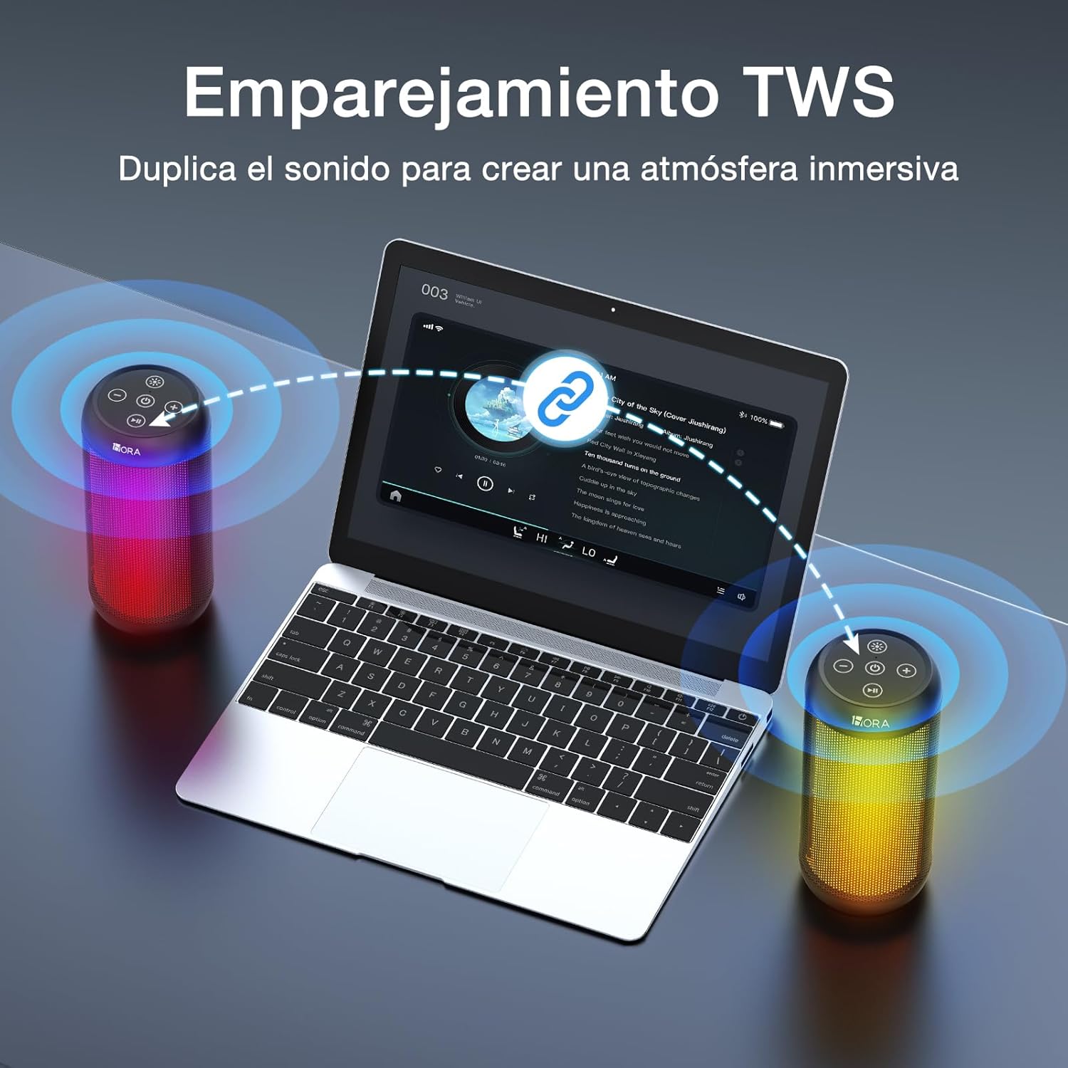 BOCINA CILINDRO RGB 1HORA EMPAREJAMIENTO TWS