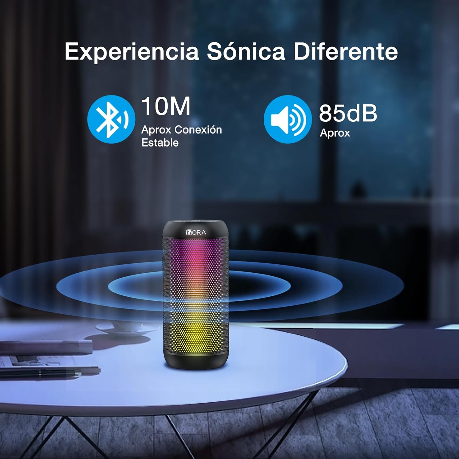 BOCINA CILINDRO RGB 1HORA EMPAREJAMIENTO TWS