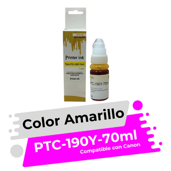 TINTA CANON AMARILLA PTC-190Y 70ML 
