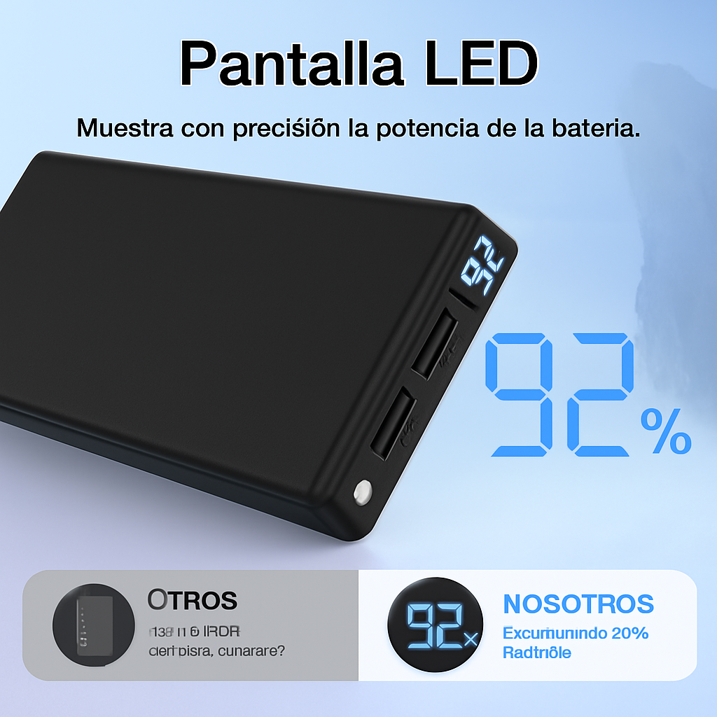POWERBANK BATERIA PORTATIL CON LINTERNA 10,000mAh 10.5W