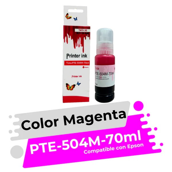 BOTE DE TINTA EPSON PTE-504M MAGENTA 70ML GENERICO