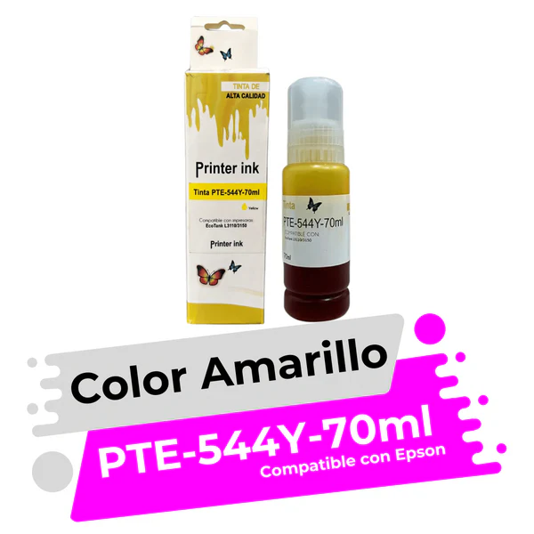 BOTE DE TINTA EPSON PTE-544Y AMARILLO 70ML GENERICO 