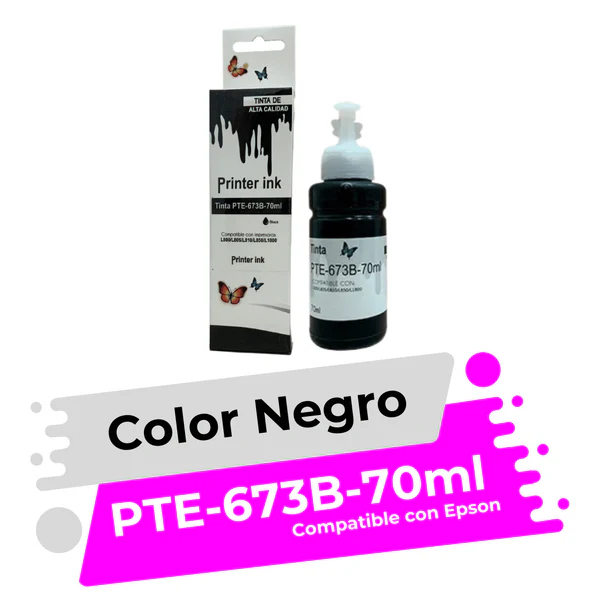 BOTE DE TINTA EPSON PTE-673B NEGRO 70ML GENERICO