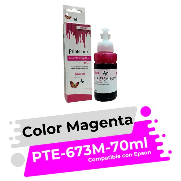 BOTE DE TINTA EPSON PTE-673M MAGENTA 70ML GENERICO