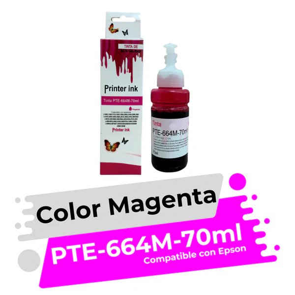 BOTE DE TINTA EPSON PTE-664M MAGENTA 70ML GENERICO