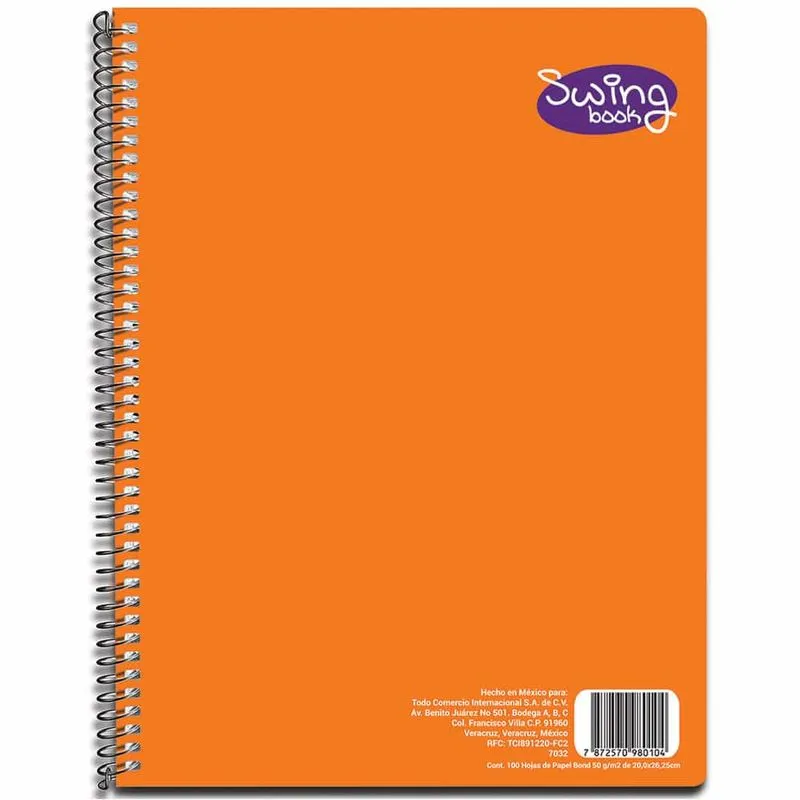 CUADERNO/LIBRETA ESPIRAL DE 100 HOJAS BLANCO SWING