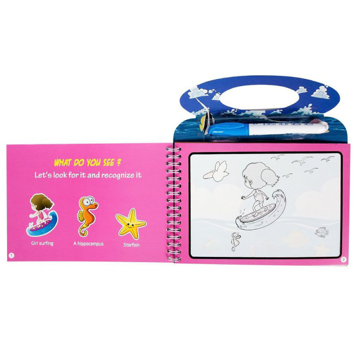 LIBRO MAGICO DE AGUA REUTILIZABLE PARA COLOREAR CON MARCADOR DE AGUA