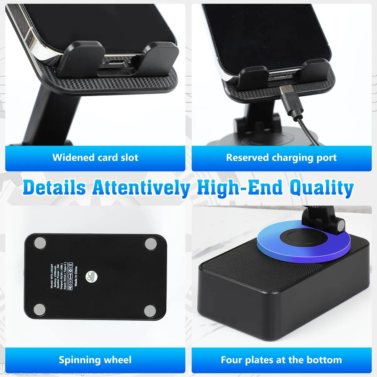 SOPORTE PARA TELÉFONO CON BLUETOOTH AUDIO POWER, PLEGABLE