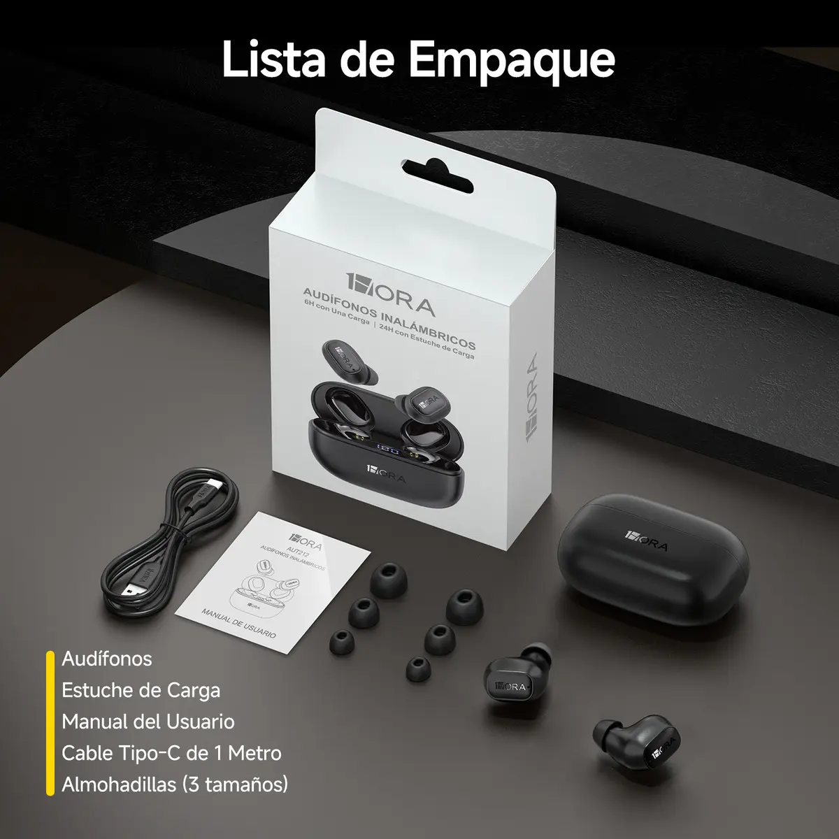 AUDIFONOS BLUETOOTH CON PANTALLA DE CARGA 1HORA AUT212