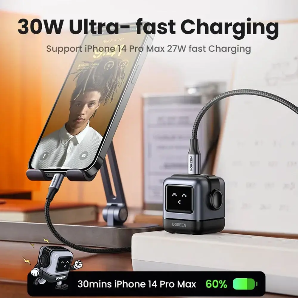 CARGADOR UGREEN MINI GANROBOT 30W USB-C DE CARGA RAPIDA