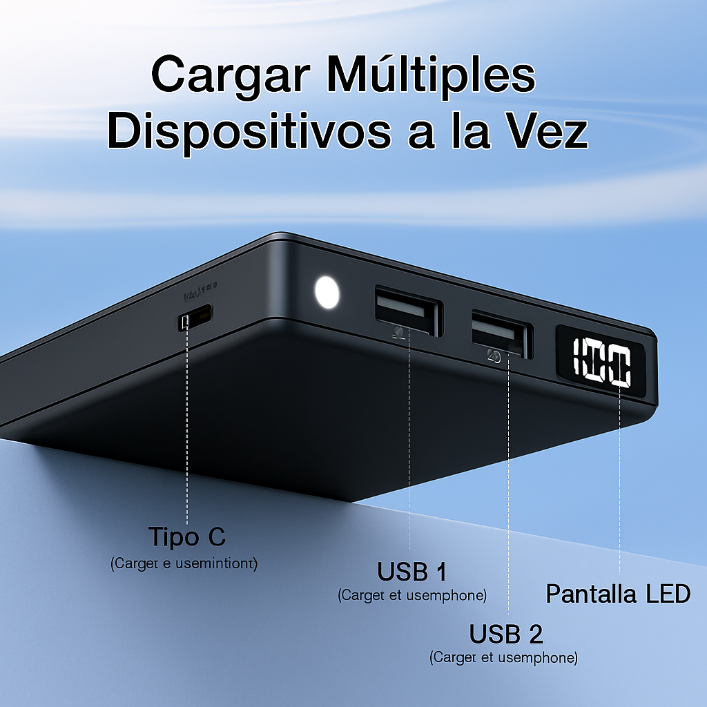 POWERBANK BATERIA PORTATIL CON LINTERNA 10,000mAh 10.5W