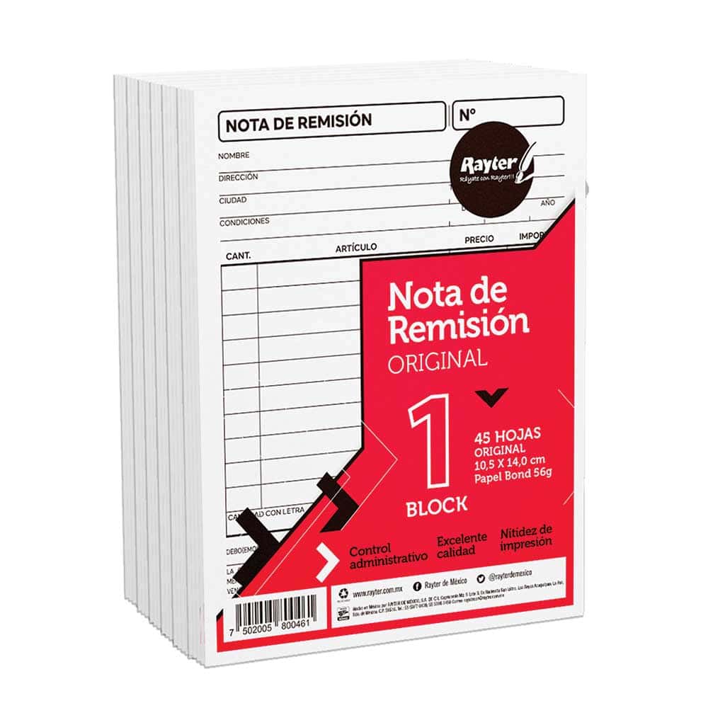 BLOCK NOTA REMISION 1/4 ORIGINAL 