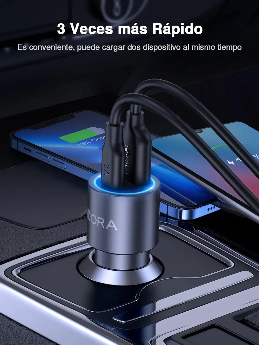 TURBO CARGADOR PARA AUTO CON CABLE TIPO C 3A